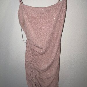 Elegant Pink Ruched Dress